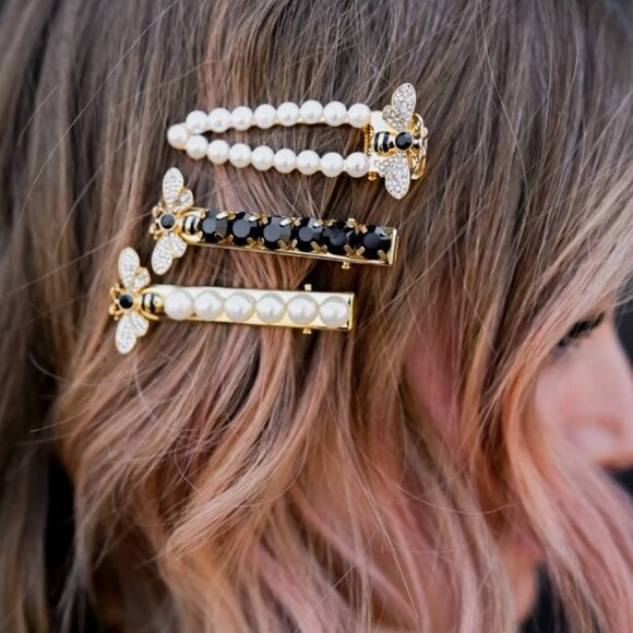 Adorned Luxe Golden Nectar Adornments / Set of 3 Hair Clips - Picture 2 of 8